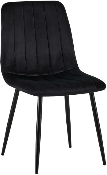 DIJON - Silla de comedor con asiento en terciopelo negro