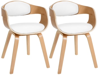KINGSTON - 2er Set Stühle mit Holzgestell und Sitz aus Kunstleder natura/weiß