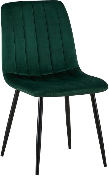 DIJON - Silla de comedor con asiento en terciopelo verde