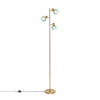 QAZQA Lampada da tavolo karel - Art déco - Vetro,Acciaio - Nero - Tondo E27 Max. 1 x 7 Watt