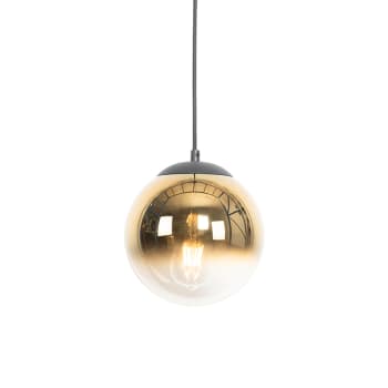 Pallon - Lampada a sospensione art déco nera vetro dorata 20 cm
