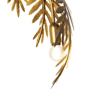Botanica - Piantana vintage in acciaio color oro antico 3 luci