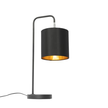 Lofty - Lampada da tavolo moderna nera con interni dorati