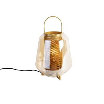 Kevin - Lampe de table en verre doré/laiton