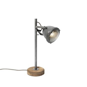 Dreifuß-Lampe im Scheinwerfer-Look aus Metall, schwarz, goldfarben und braun  MALCOLM