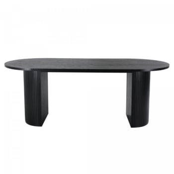 Britney - Table à manger 200cm ovale en bois pieds design noir