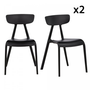 Ursha - Lot de 2 chaises contemporaines en plastique durable noir