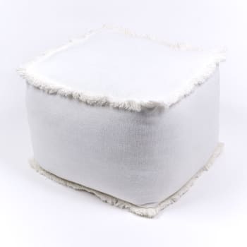 Pouf en Coton Blanc 40x40 cm