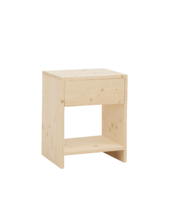 Martina - Table de chevet en bois de sapin avec un tiroir marron 60x40cm