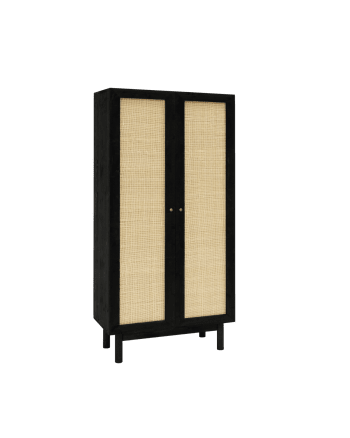 Frida - Armario de madera maciza en acabado negro 80x180cm