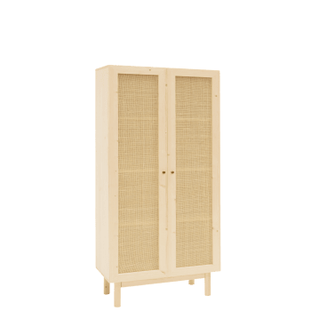 Frida - Armario de madera maciza en acabado natural 80x180cm