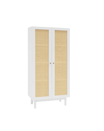 Frida - Armario de madera maciza en acabado blanco 80x180cm
