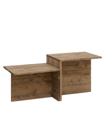 Teo - Mesa de centro de madera maciza en acabado envejecido 100x44,6cm
