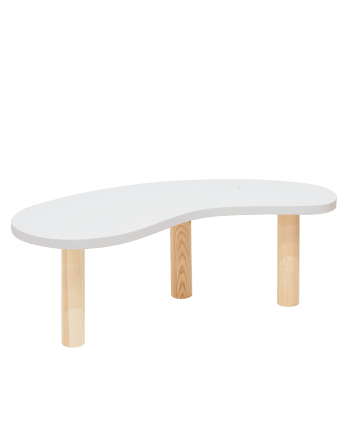 Gina - Mesa de centro de madera maciza 100cm blanca y natural