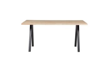 Tablo - Table 160x90 en chêne massif beige avec pieds carré
