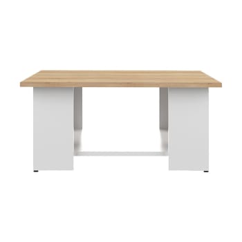 Square - Table basse effet bois blanc et chêne naturel