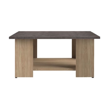 Square - Table basse effet bois chêne naturel et béton