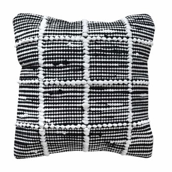 Kissenhülle Sira in Off-white, Schwarz, 45x45cm aus Baumwolle