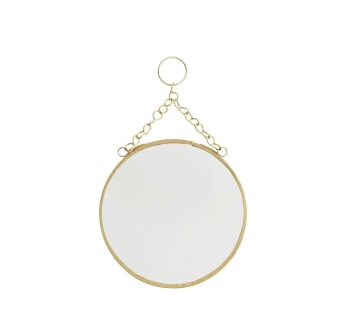 Runder Spiegel zum Aufhängen in Gold, Ø 15cm