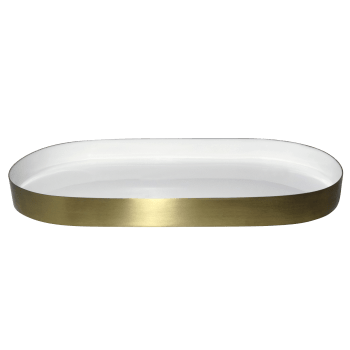 Deko-Tablett Glam in Gold/Weiß, 30x15cm aus Eisen