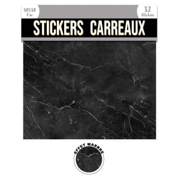 2 stickers effet marbre 30 x 30 cm noir