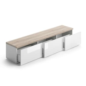 Meli - Meuble tv design scandinave avec tiroirs blanc