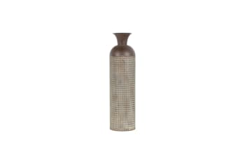 Kari - Grand vase en métal brun H70