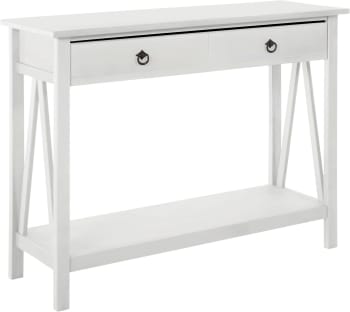 Titan - Table console avec 1 tiroir en pin blanc