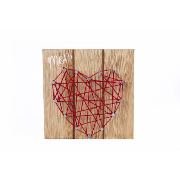 Tableau motif cœur 10 x 10 cm rouge