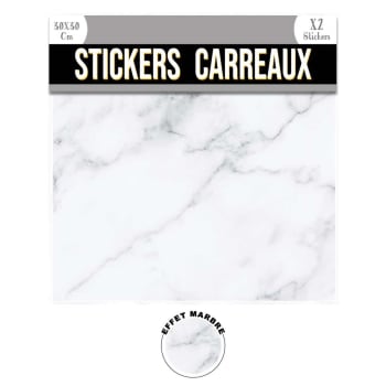 2 stickers effet marbre 30 x 30 cm blanc