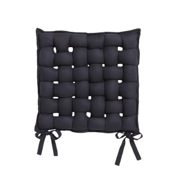 Tréssée - Galette de chaise tressée 40 x 40 cm noir réglisse