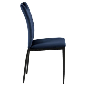 Dina - Lot de 4 chaises de salle à manger effet velours et métal bleu