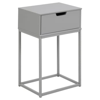 Mirra - Table de chevet 1 tiroir en mdf et métal gris