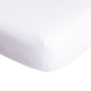 Drap housse en percale de coton blanc uni 180x200 cm