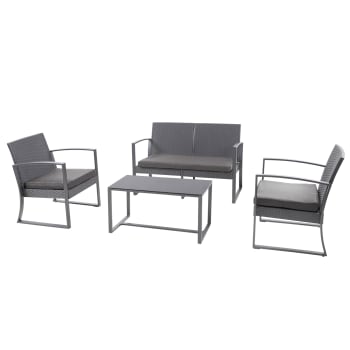 Gartenset aus Metall und Textilene für 4 Personen, Anthrazit Silvi