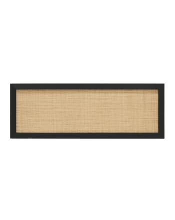 Ellen raphia - Cabecero de madera maciza y rafia en tono negro de 180x60cm