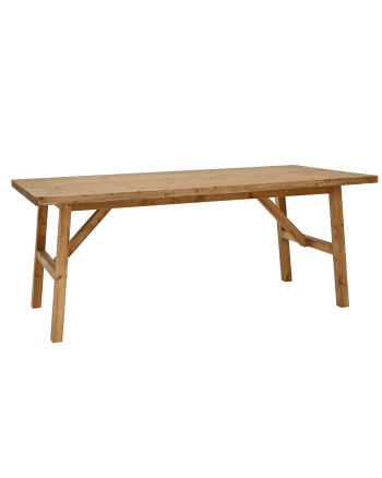 Siep - Mesa de comedor de madera maciza en tono envejecido de 200x75cm