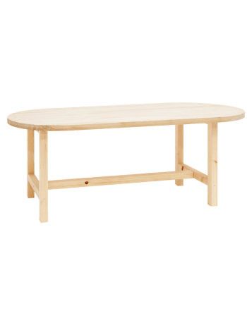 Olivia - Mesa de comedor de madera maciza ovalada en tono natural de 160x78cm