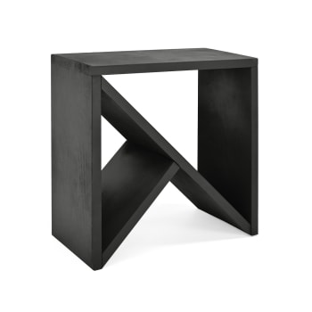 Stoke - Mesita de madera maciza en tono negro de 40x40cm