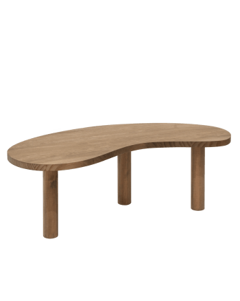 Mesa de centro de madera maciza acabado natural y verde de 120x50cm