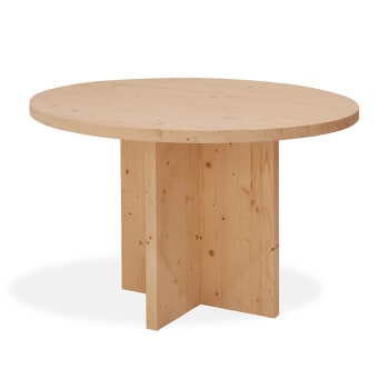 Tokyo - Table à manger ronde en bois de sapin marron de Ø110x75cm