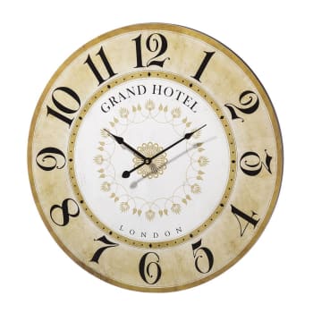 Reloj redondo dorado de madera de Ø 60 cm