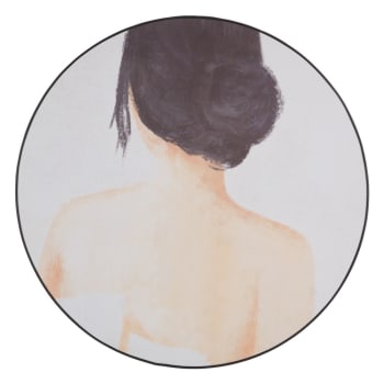 Cuadro lienzo fotoimpreso de mujer enmarcado de madera blanco