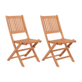 Set de 2 sillas de jardín Kate plegables de acacia natural sostenible