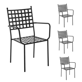 Set de 4 sillas de jardín apilables Cartago de hierro negras