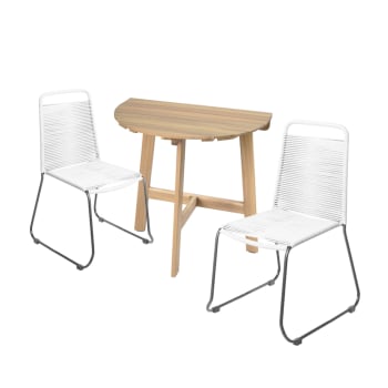 Conjunto de mesa semicircular de madera y 2 sillas de jardín Antea