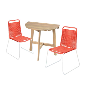 Conjunto de mesa semicircular de madera y 2 sillas de jardín Antea