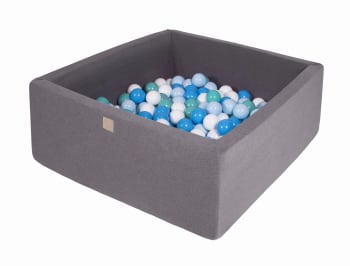 Piscina seca gris oscuro 200 bolas Blanco/Azul/Turquesa/Celeste