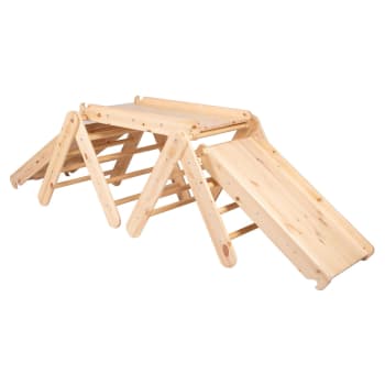 Joyz Set di 3 Triangoli per Arrampicata con Scivolo e Arco di Arrampicata in Legno Bianco