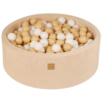 Piscine à Balles Velours 90x30 Cm Sans Balles – Pour Bébé Et Bambin – Beige, Intérieur/extérieur